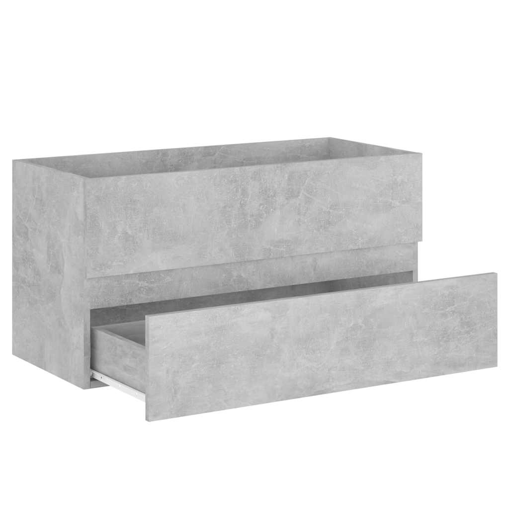 2-piece bathroom furniture set concrete gray wood material