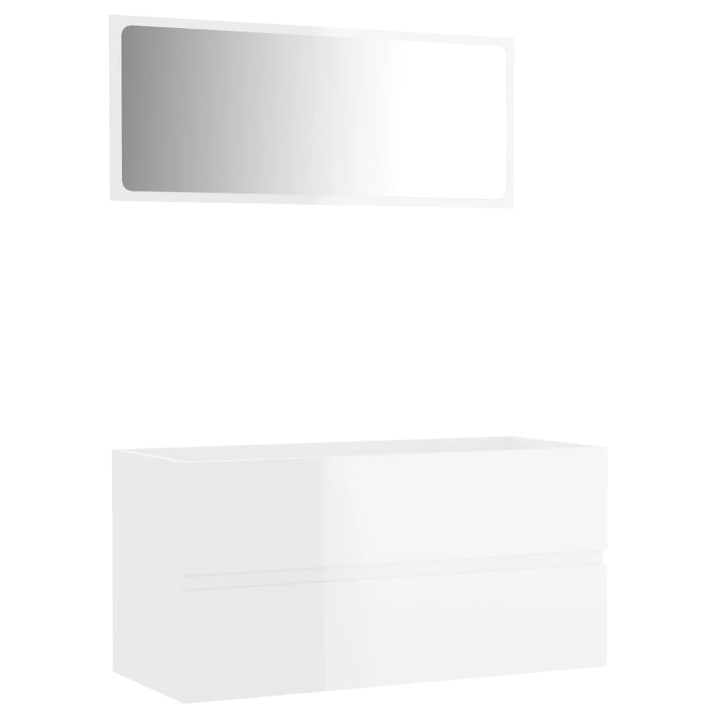 2-piece bathroom furniture set high-gloss white wood material