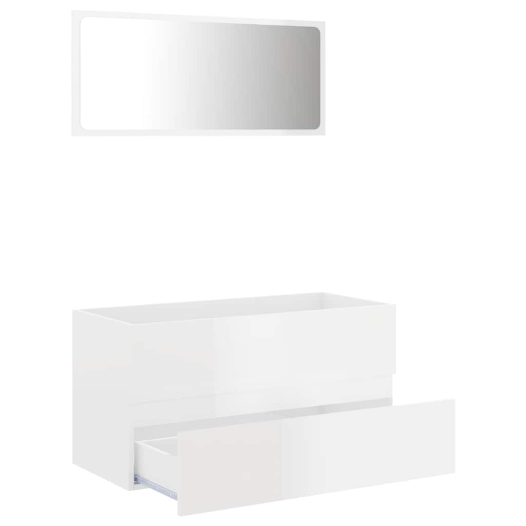 2-piece bathroom furniture set high-gloss white wood material