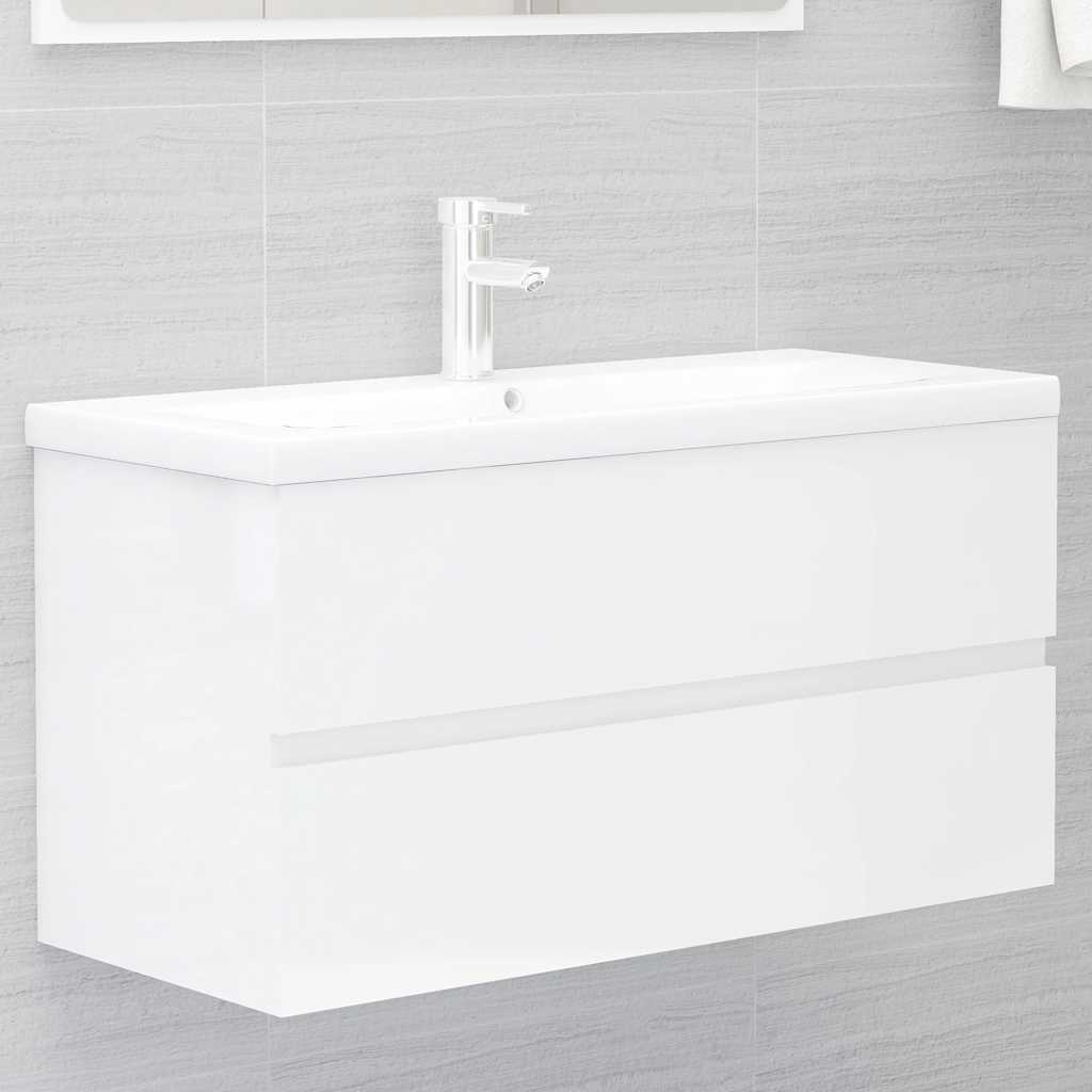 2-piece bathroom furniture set high-gloss white wood material