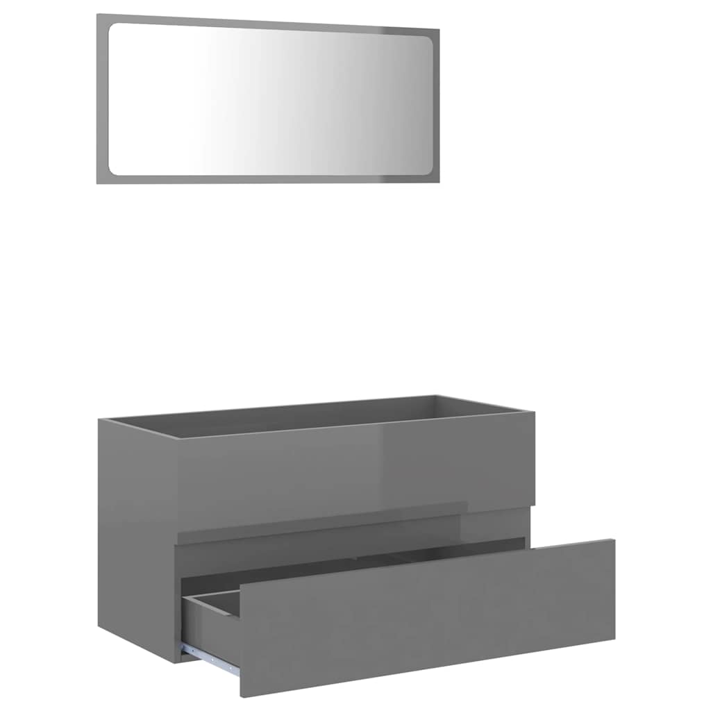 2-piece bathroom furniture set high-gloss gray wood material