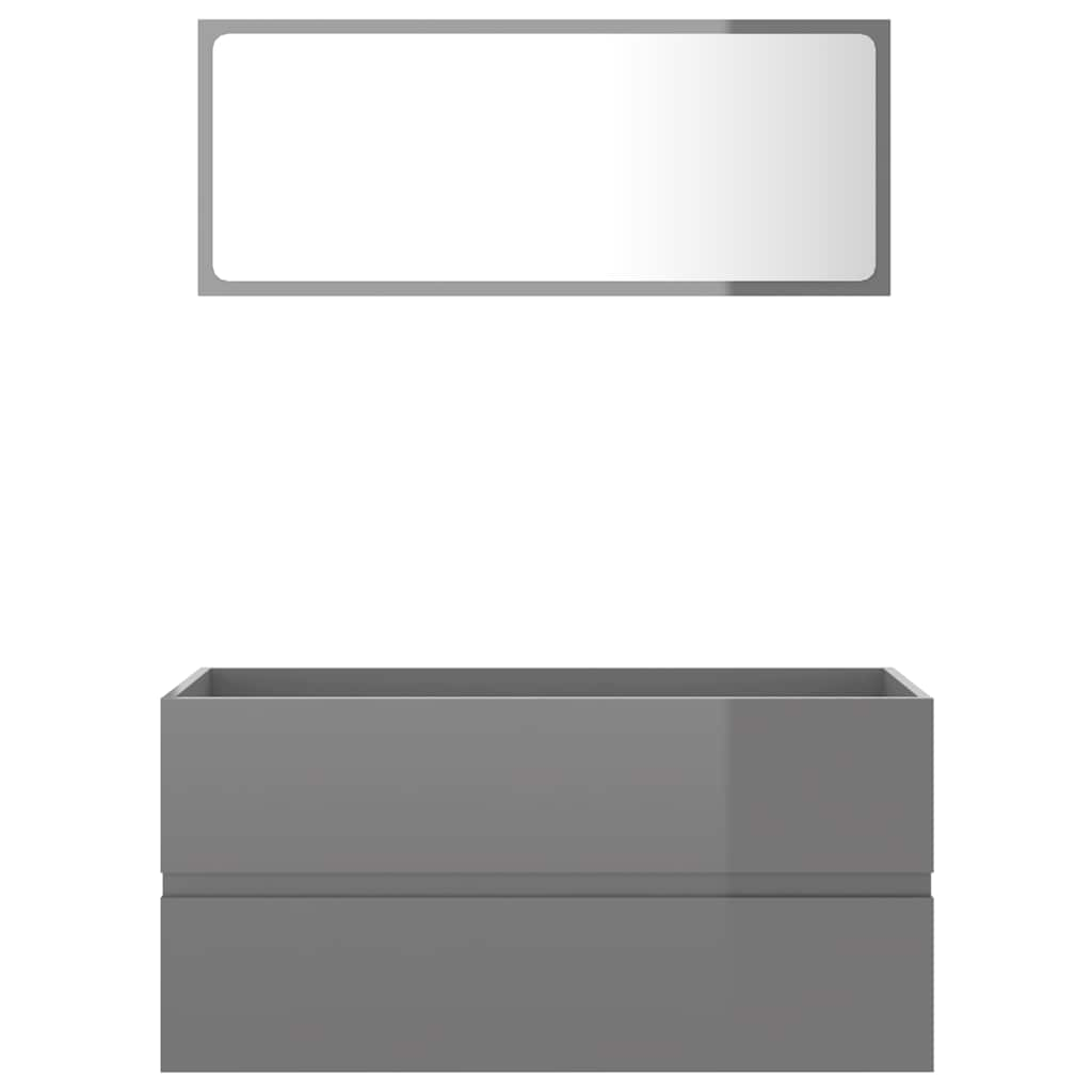 2-piece bathroom furniture set high-gloss gray wood material