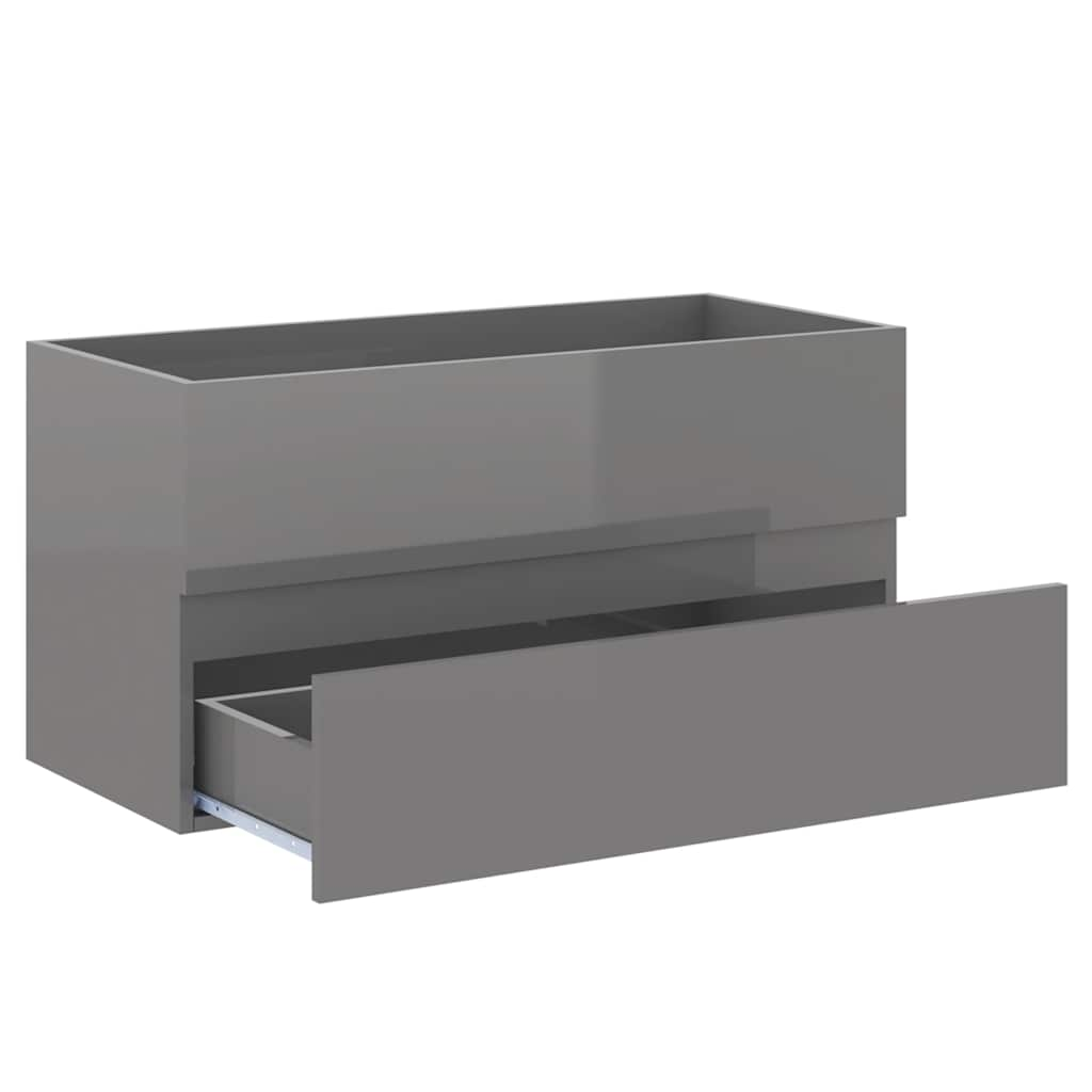 2-piece bathroom furniture set high-gloss gray wood material