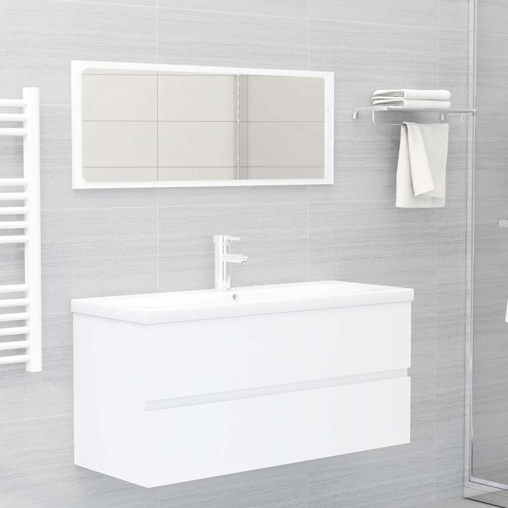 2-piece bathroom furniture set white wood material