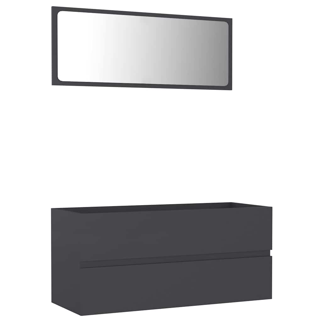 2-piece bathroom furniture set gray wood material