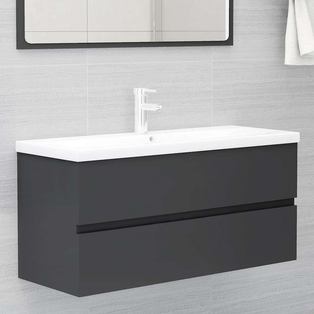 2-piece bathroom furniture set gray wood material