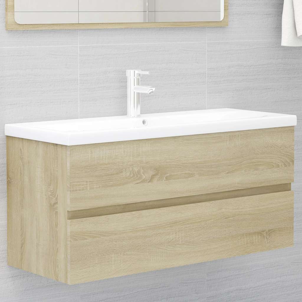 2-piece bathroom furniture set Sonoma oak wood material