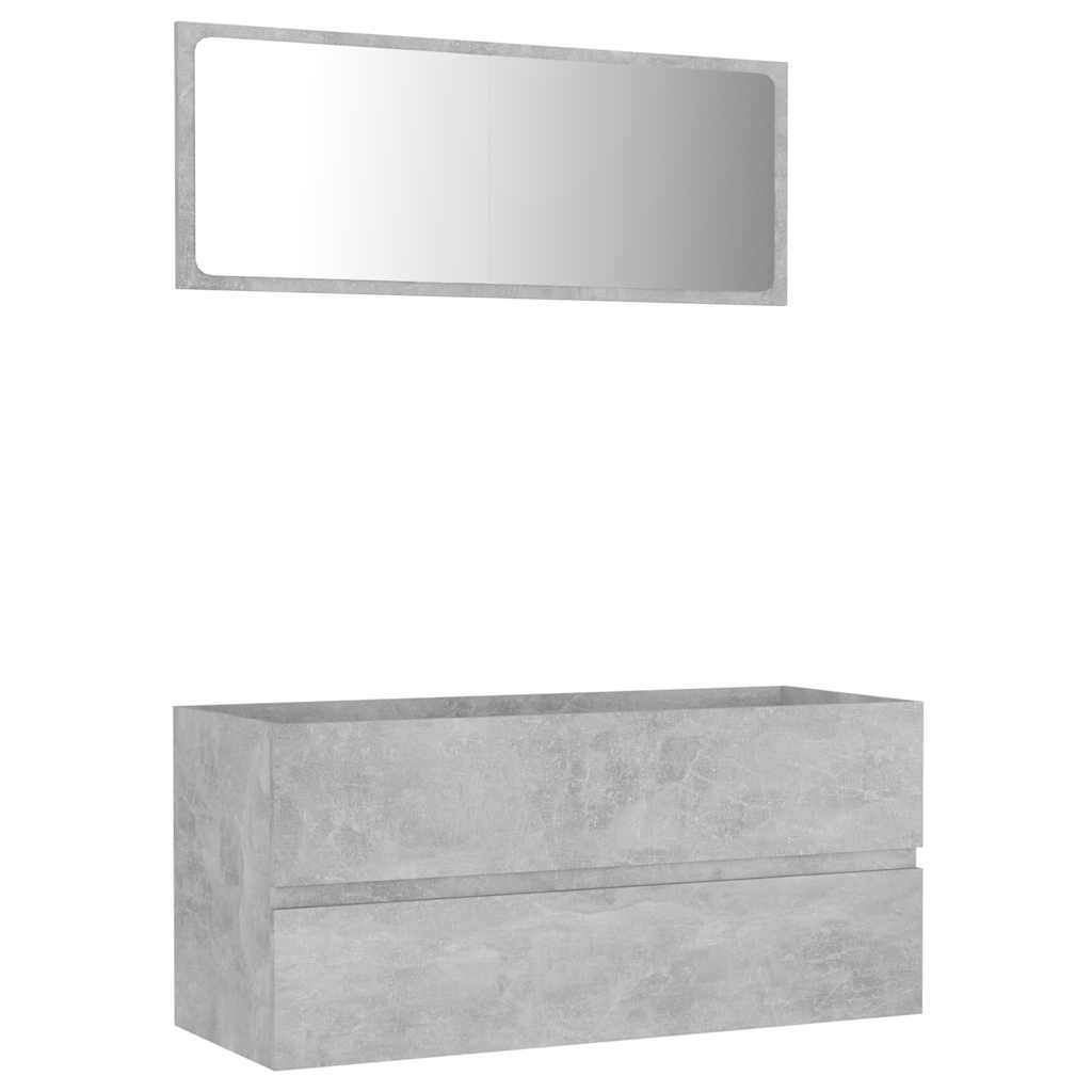 2-piece bathroom furniture set concrete gray wood material