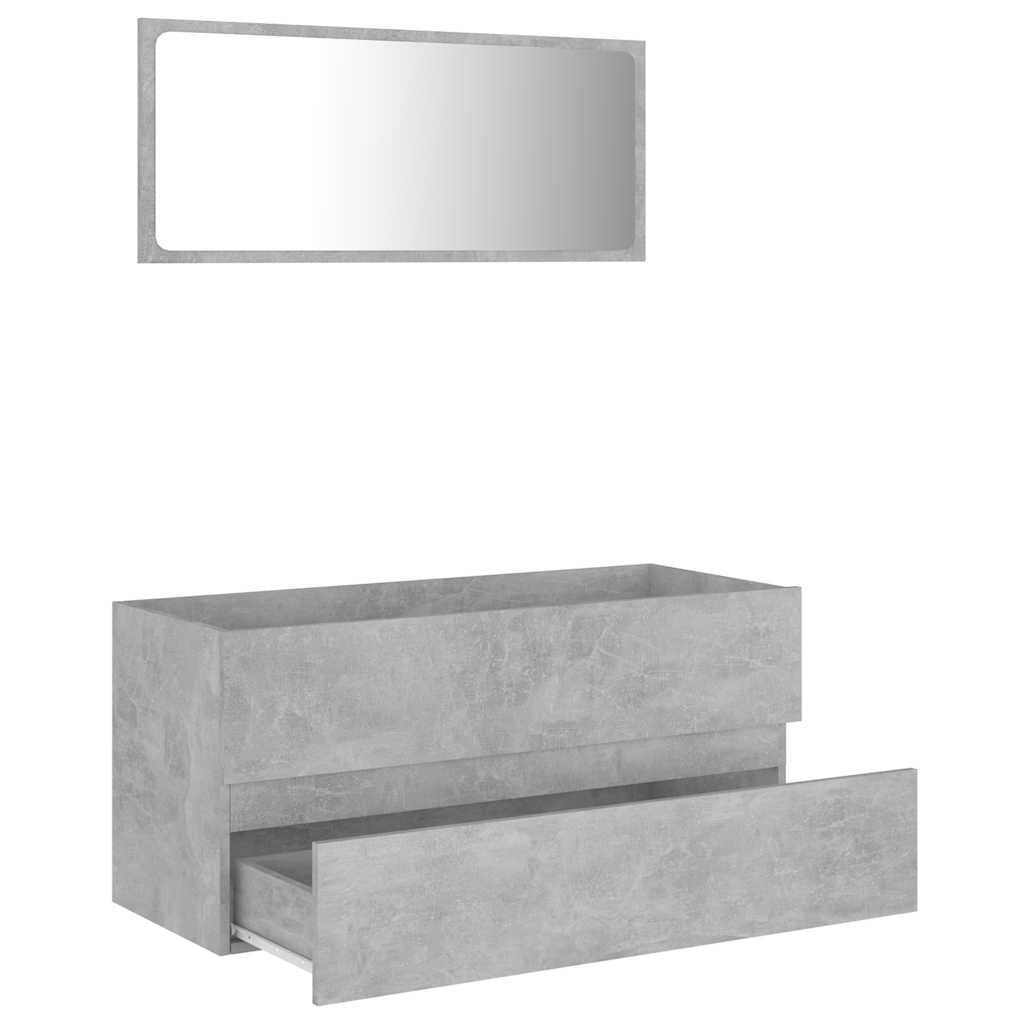 2-piece bathroom furniture set concrete gray wood material