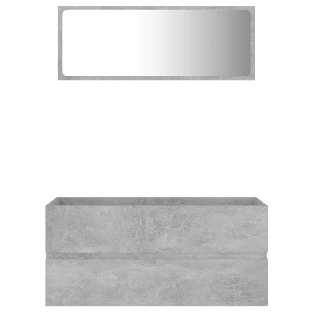 2-piece bathroom furniture set concrete gray wood material