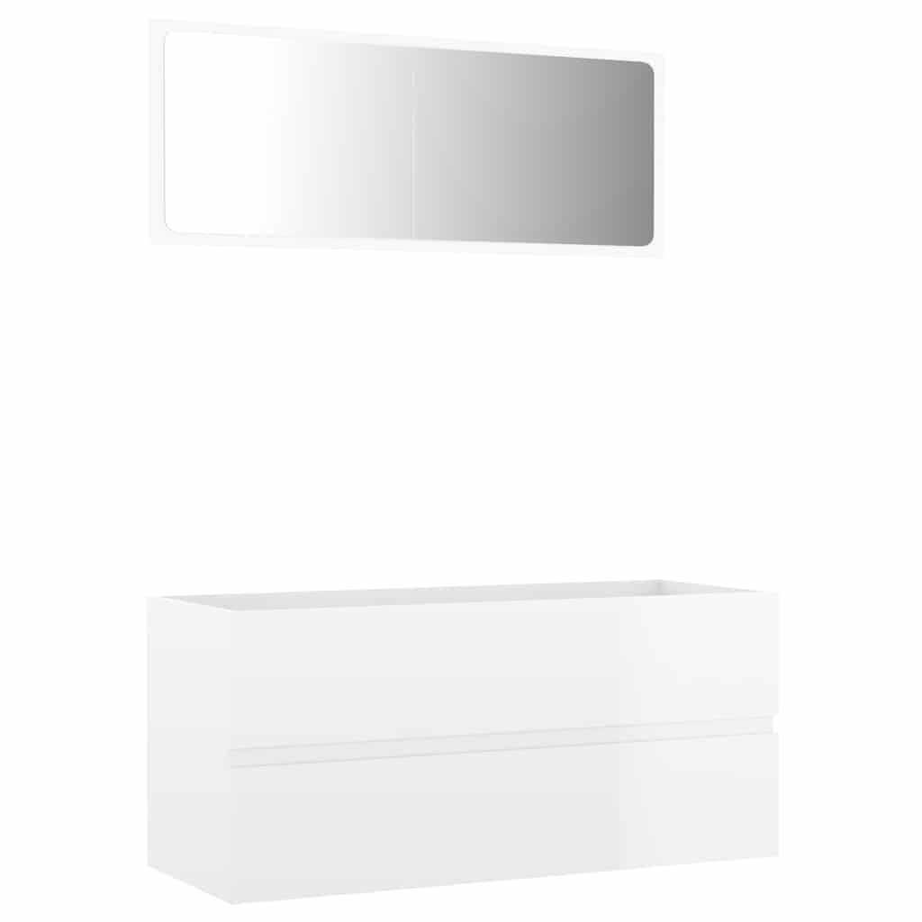 2-piece bathroom furniture set high-gloss white wood material