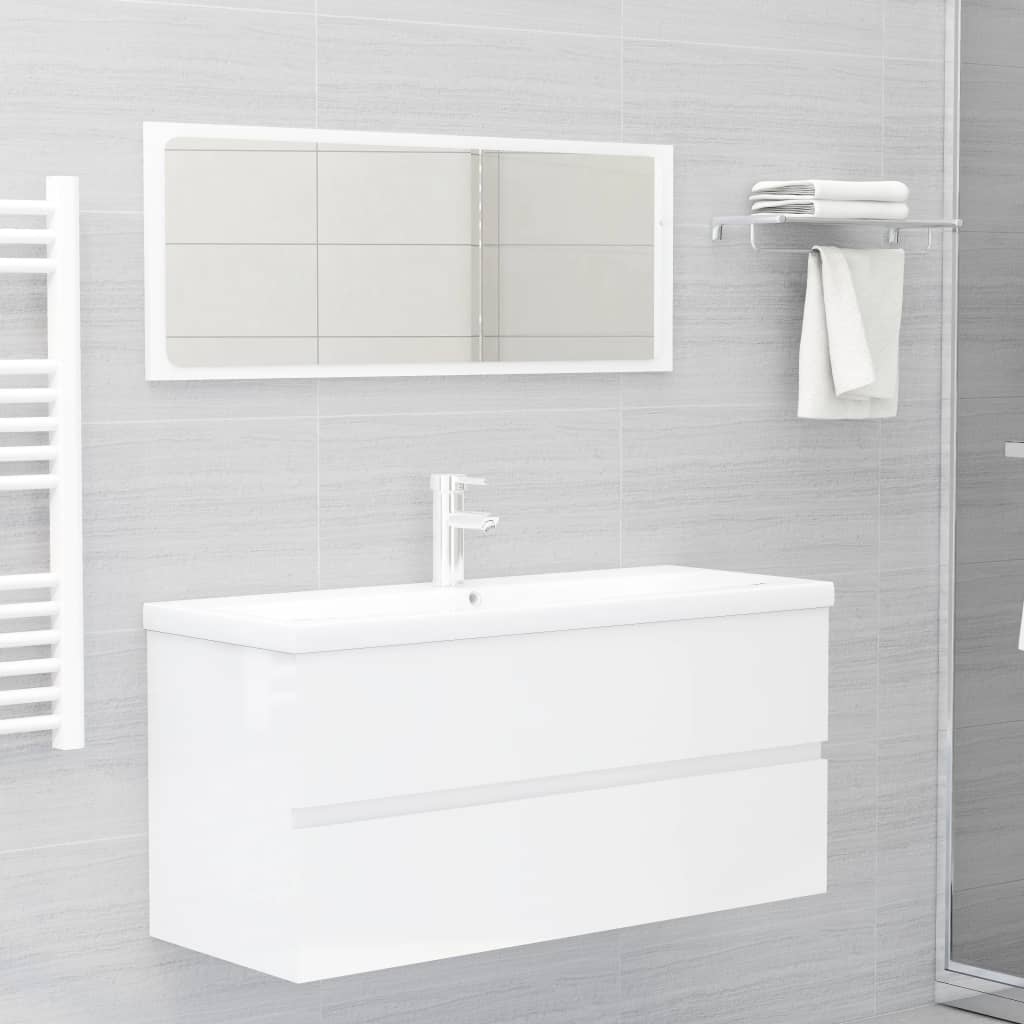 2-piece bathroom furniture set high-gloss white wood material