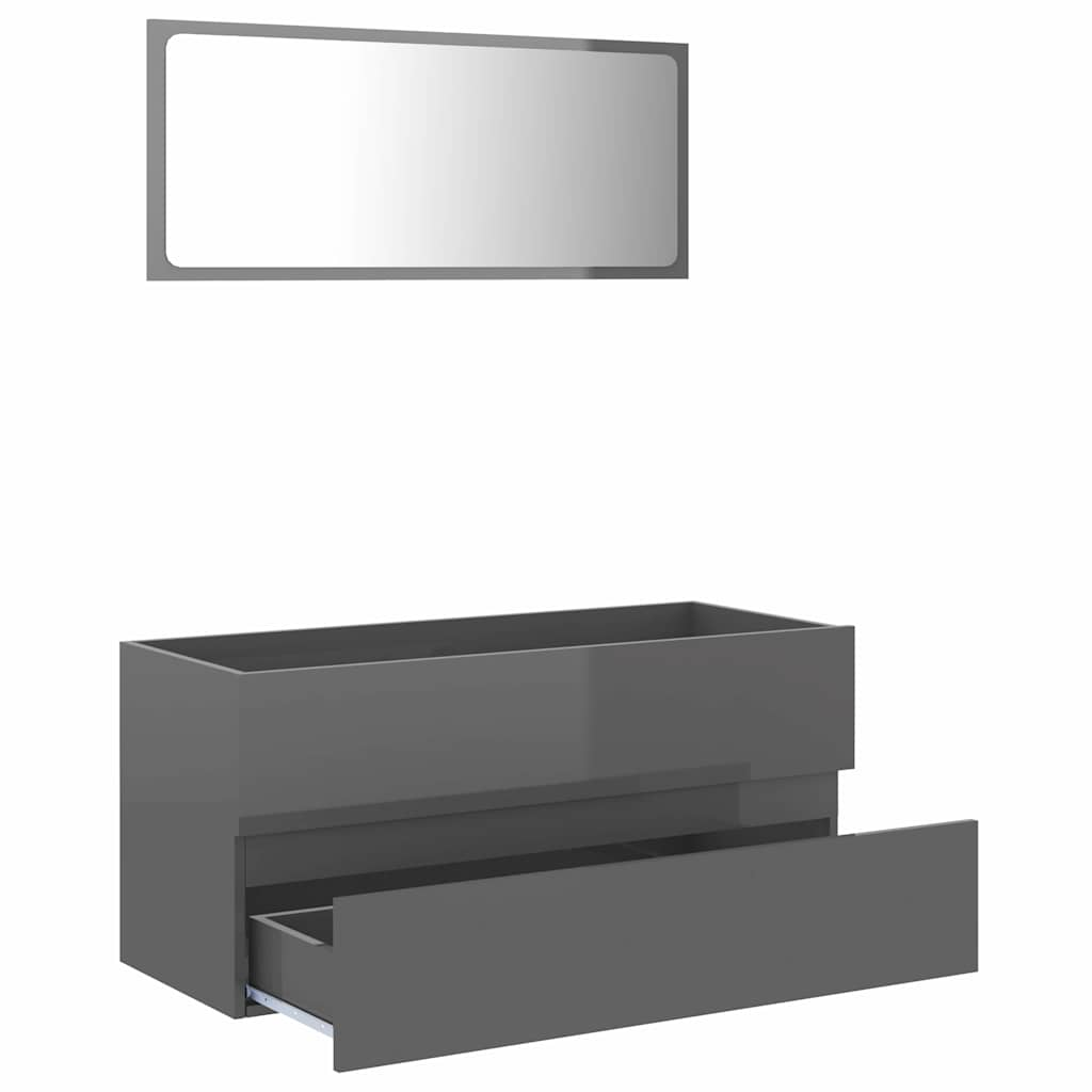 2-piece bathroom furniture set high-gloss gray wood material