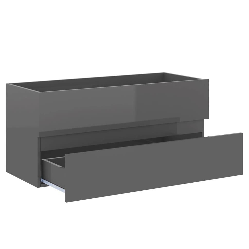 2-piece bathroom furniture set high-gloss gray wood material