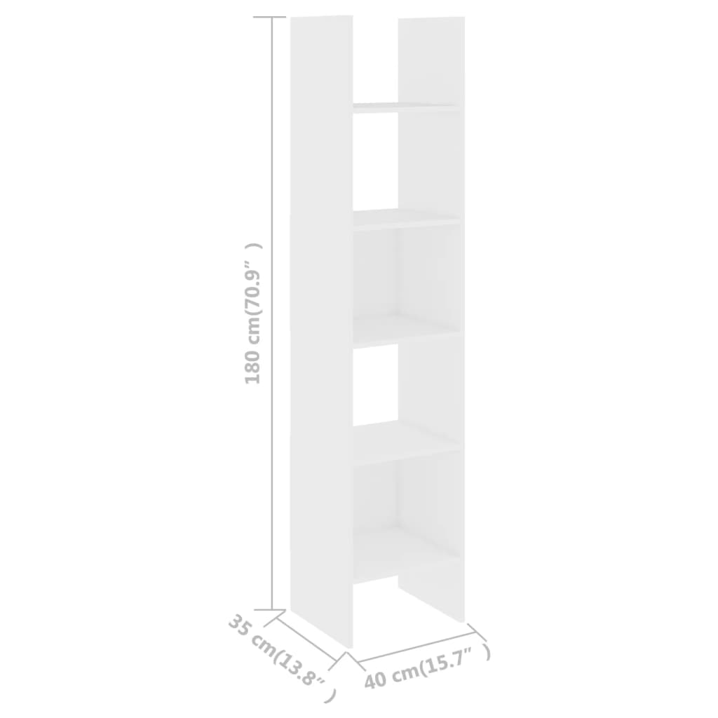 Bücherregal Weiß 40x35x180 cm Holzwerkstoff