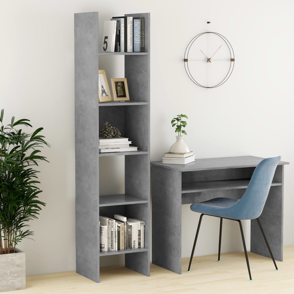 Bookshelf Concrete Grey 40x35x180 cm Wood Material