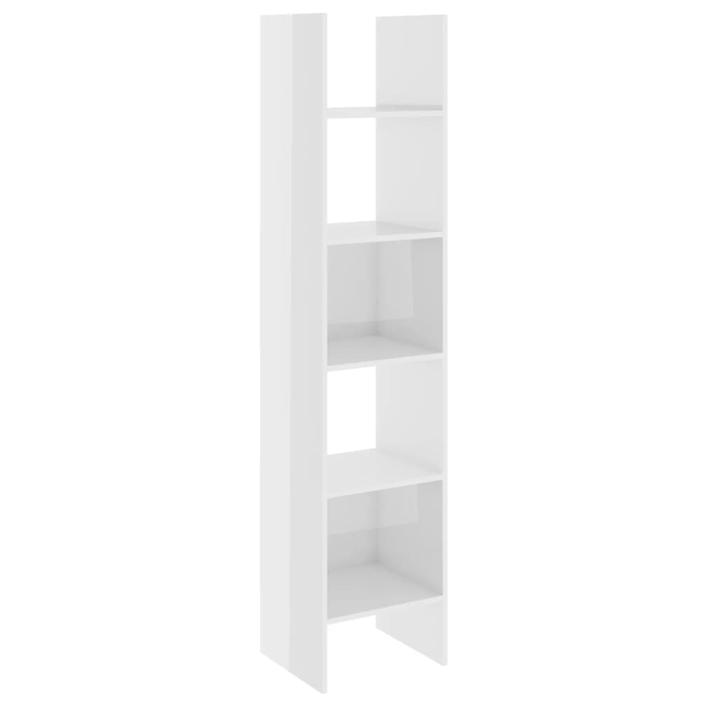 Bookcase High Gloss White 40x35x180 cm Wood Material