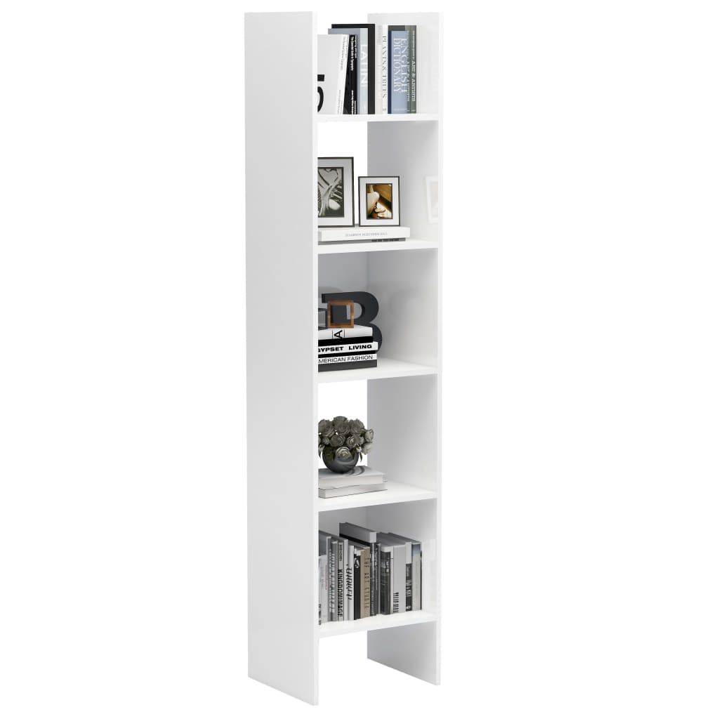 Bookcase High Gloss White 40x35x180 cm Wood Material