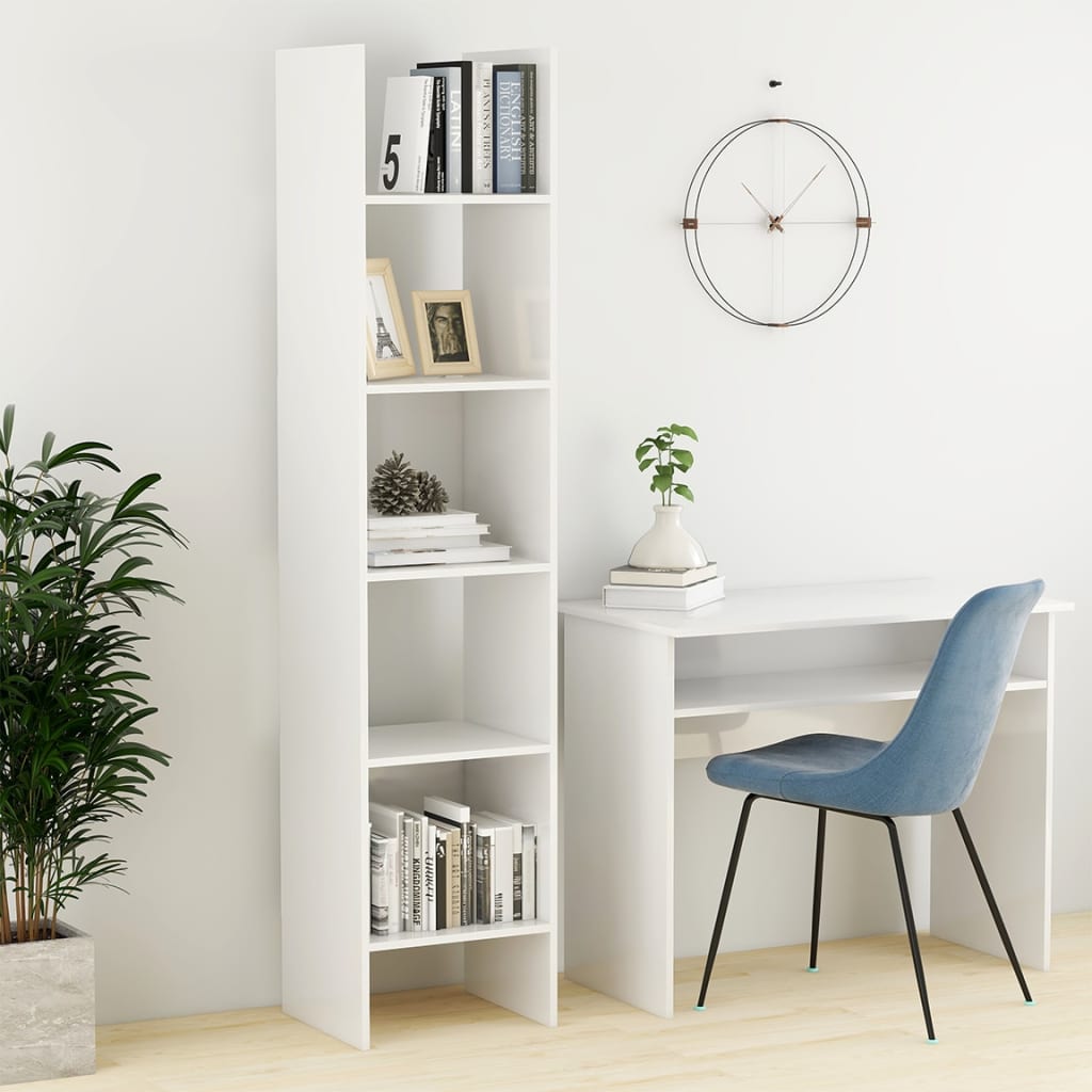 Bookcase High Gloss White 40x35x180 cm Wood Material