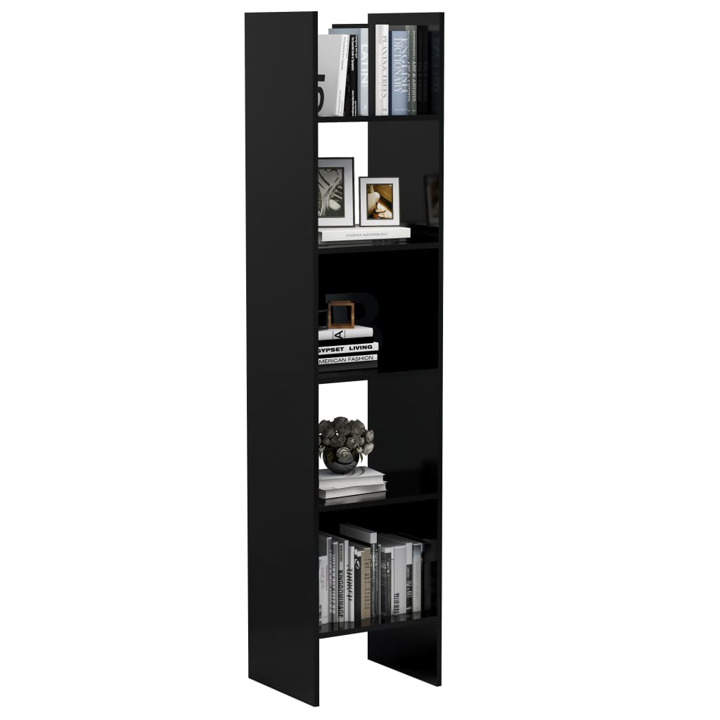 Bookshelf High Gloss Black 40x35x180 cm Wood Material