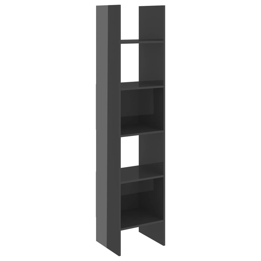 Bookshelf High Gloss Grey 40x35x180 cm Wood Material