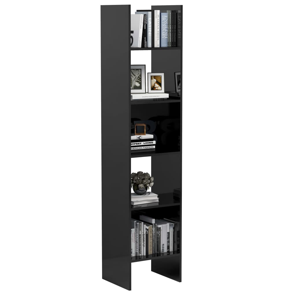 Bookshelf High Gloss Grey 40x35x180 cm Wood Material