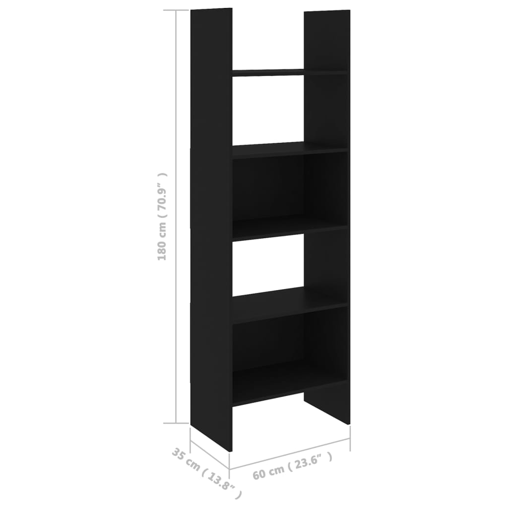 Bookshelf Black 60x35x180 cm Wood Material