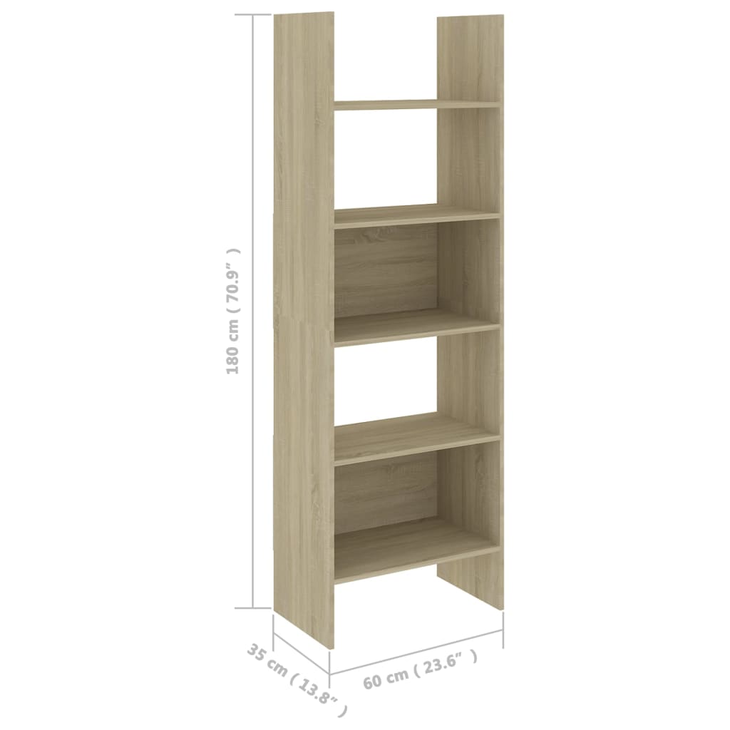 Bookshelf Sonoma Oak 60x35x180 cm Wood Material