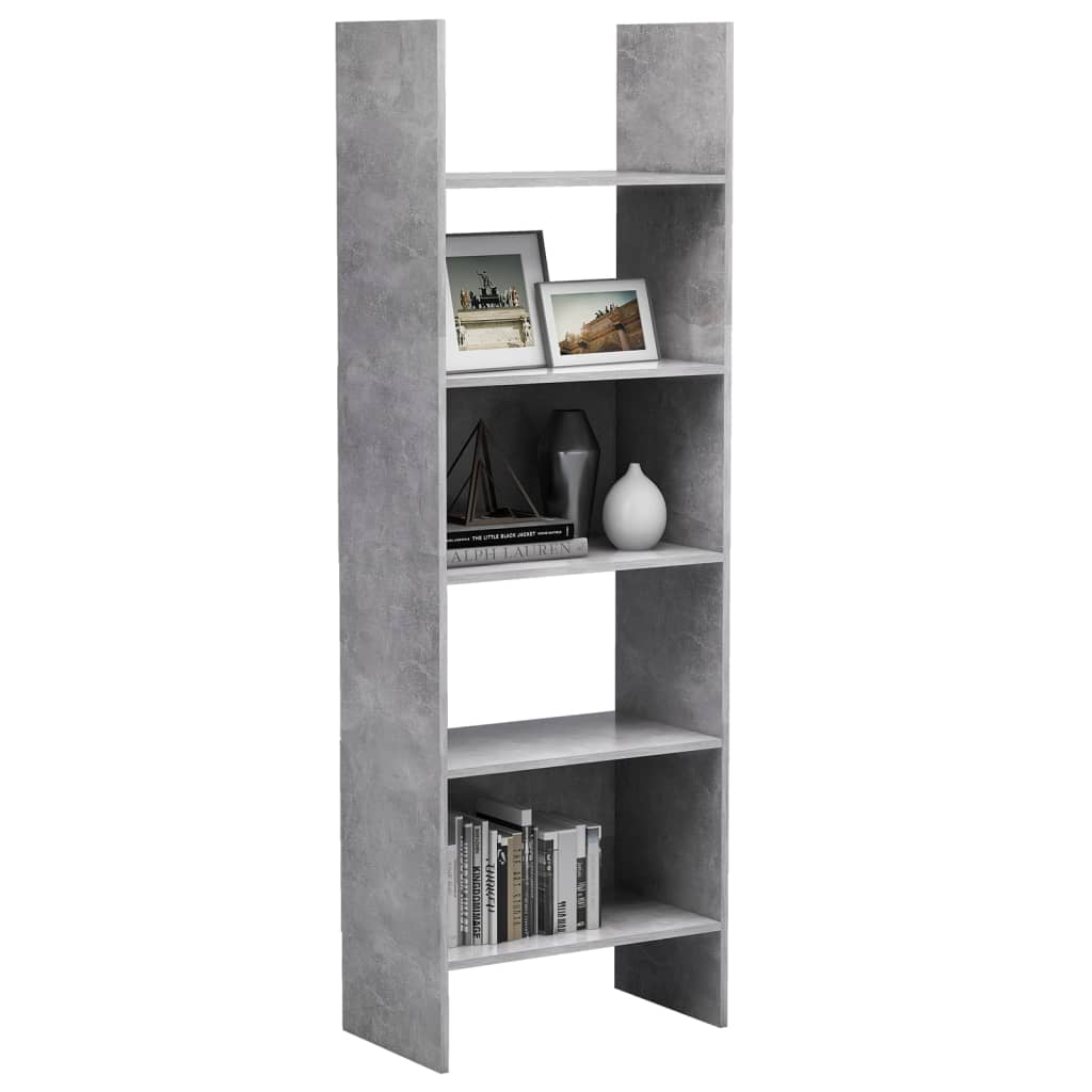 Bookshelf Concrete Grey 60x35x180 cm Wood Material