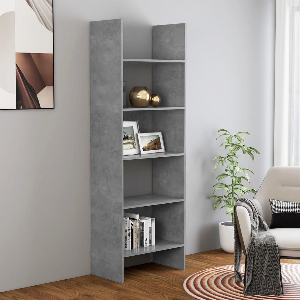 Bookshelf Concrete Grey 60x35x180 cm Wood Material