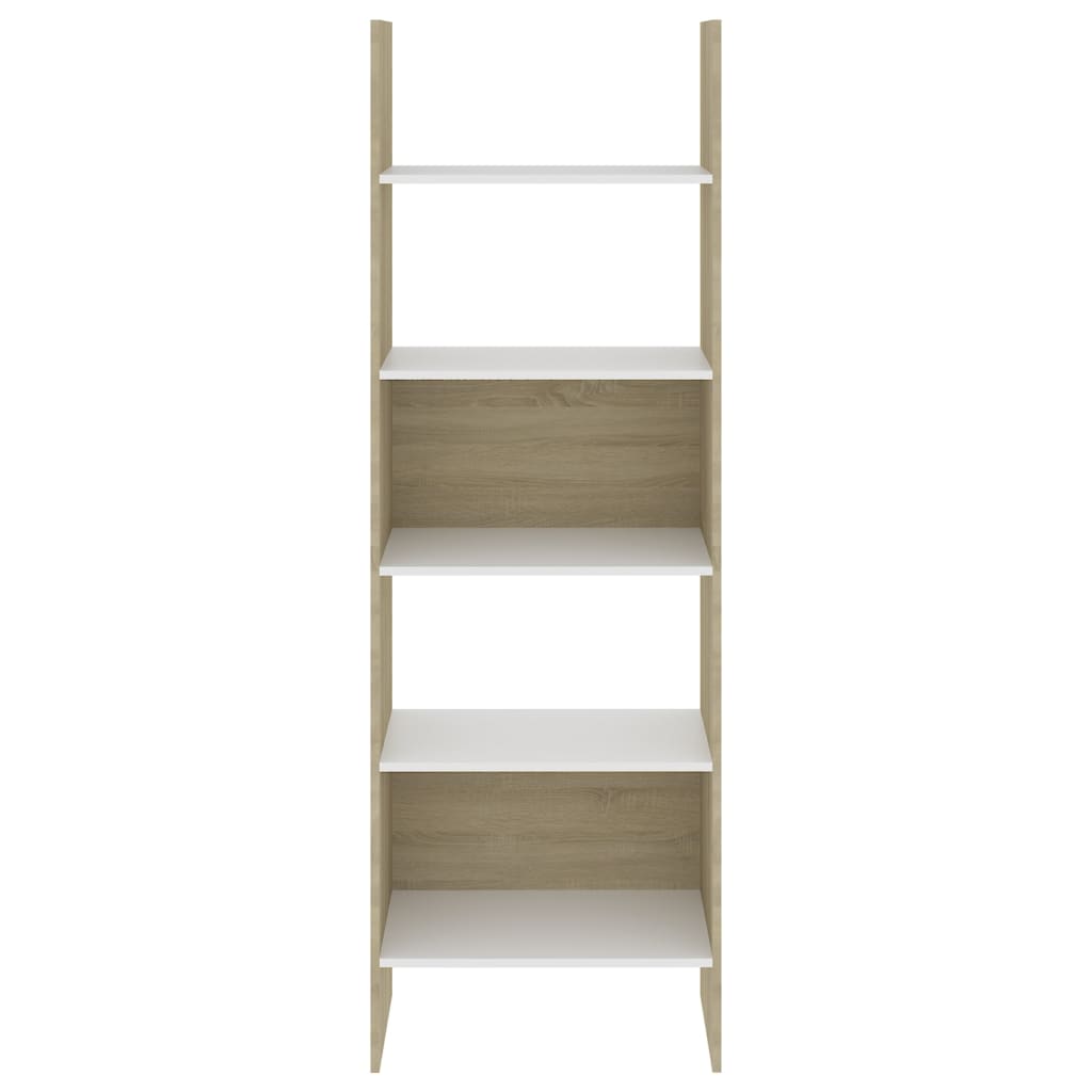 Bookcase White and Sonoma Oak 60x35x180 cm Wood Material