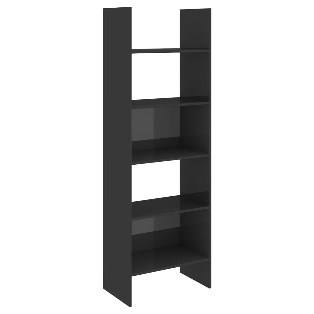 Bookshelf High Gloss Grey 60x35x180 cm Wood Material