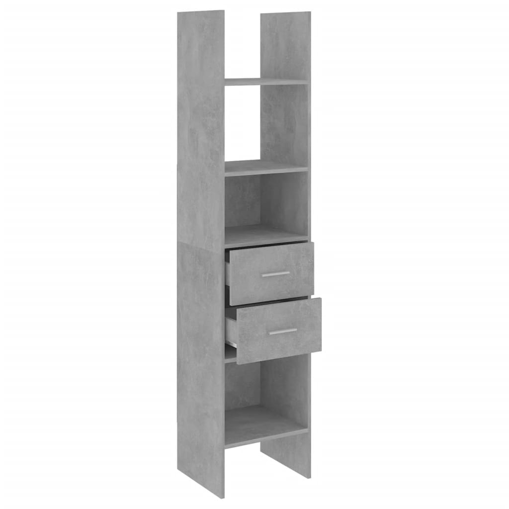 Bookshelf Concrete Grey 40x35x180 cm Wood Material