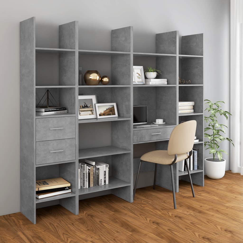 Bookshelf Concrete Grey 40x35x180 cm Wood Material