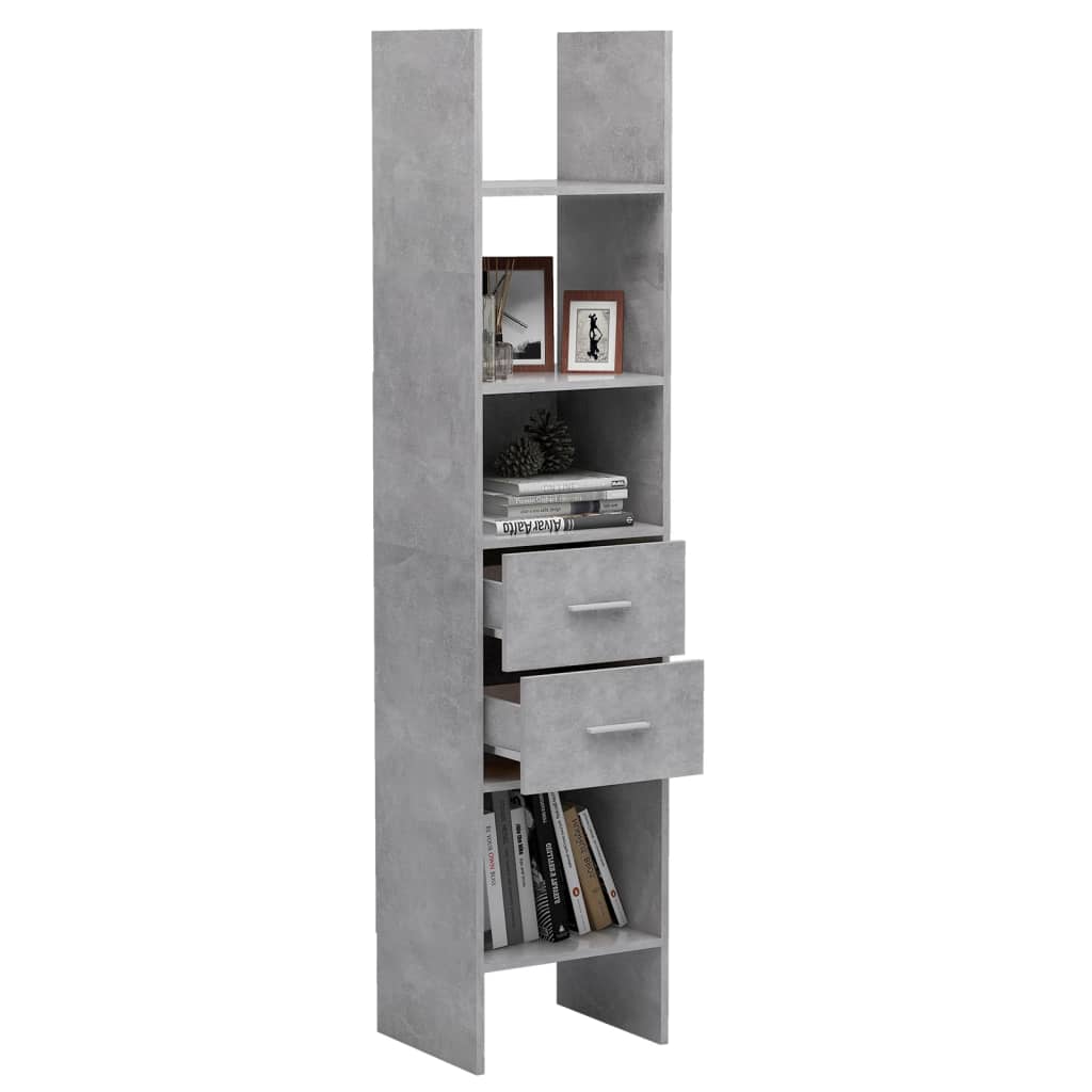 Bookshelf Concrete Grey 40x35x180 cm Wood Material