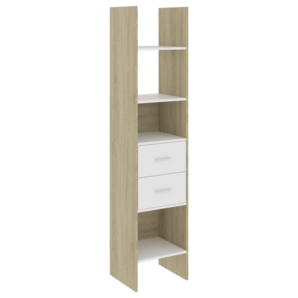 Bookshelf White Sonoma Oak 40x35x180 cm Wood Material