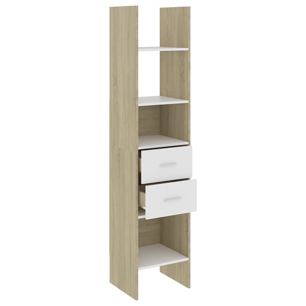 Bookshelf White Sonoma Oak 40x35x180 cm Wood Material