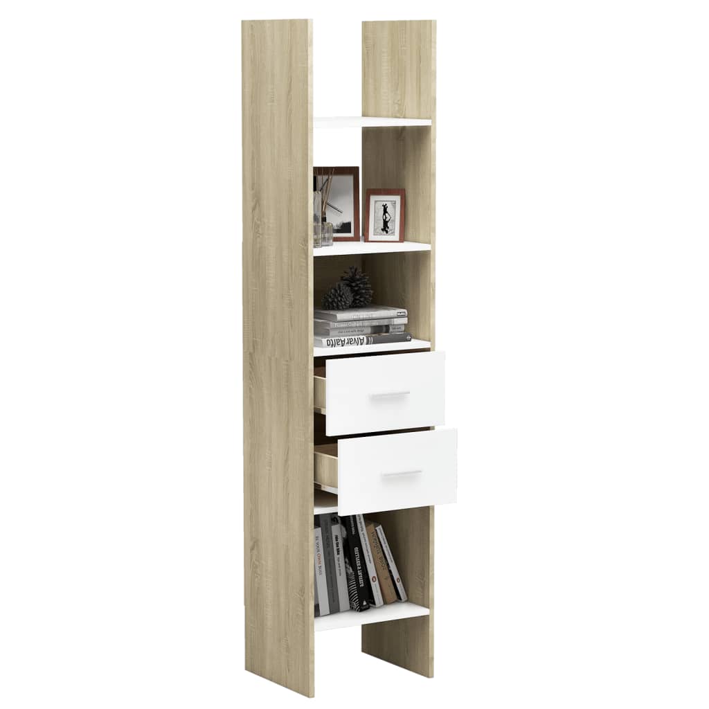 Bookshelf White Sonoma Oak 40x35x180 cm Wood Material