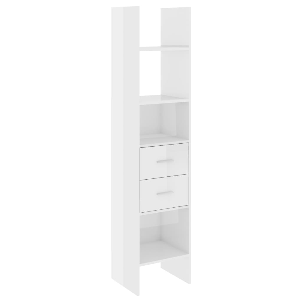 Bookcase High Gloss White 40x35x180 cm Wood Material