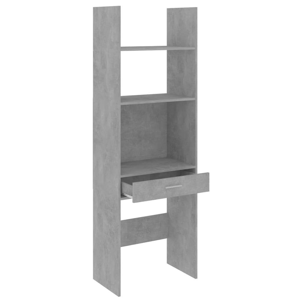 Bookshelf Concrete Grey 60x35x180 cm Wood Material