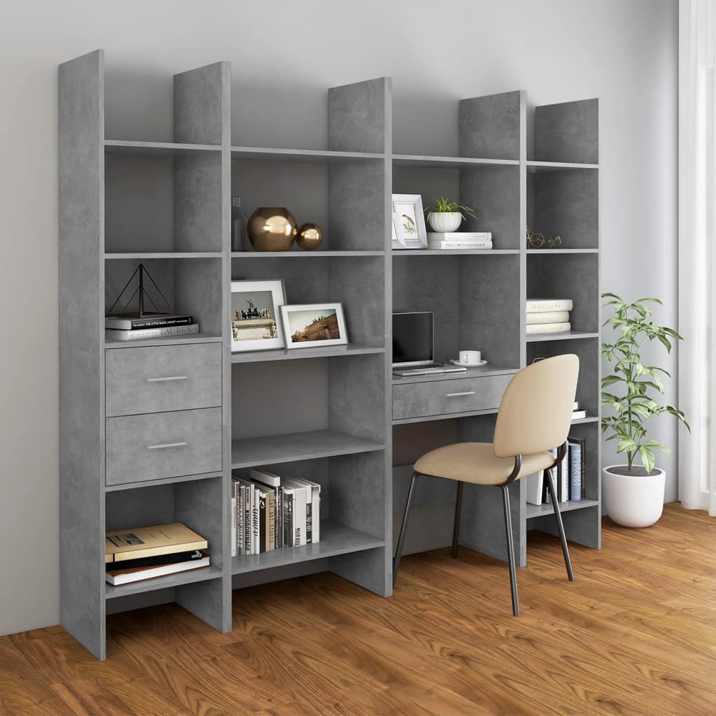 Bookshelf Concrete Grey 60x35x180 cm Wood Material