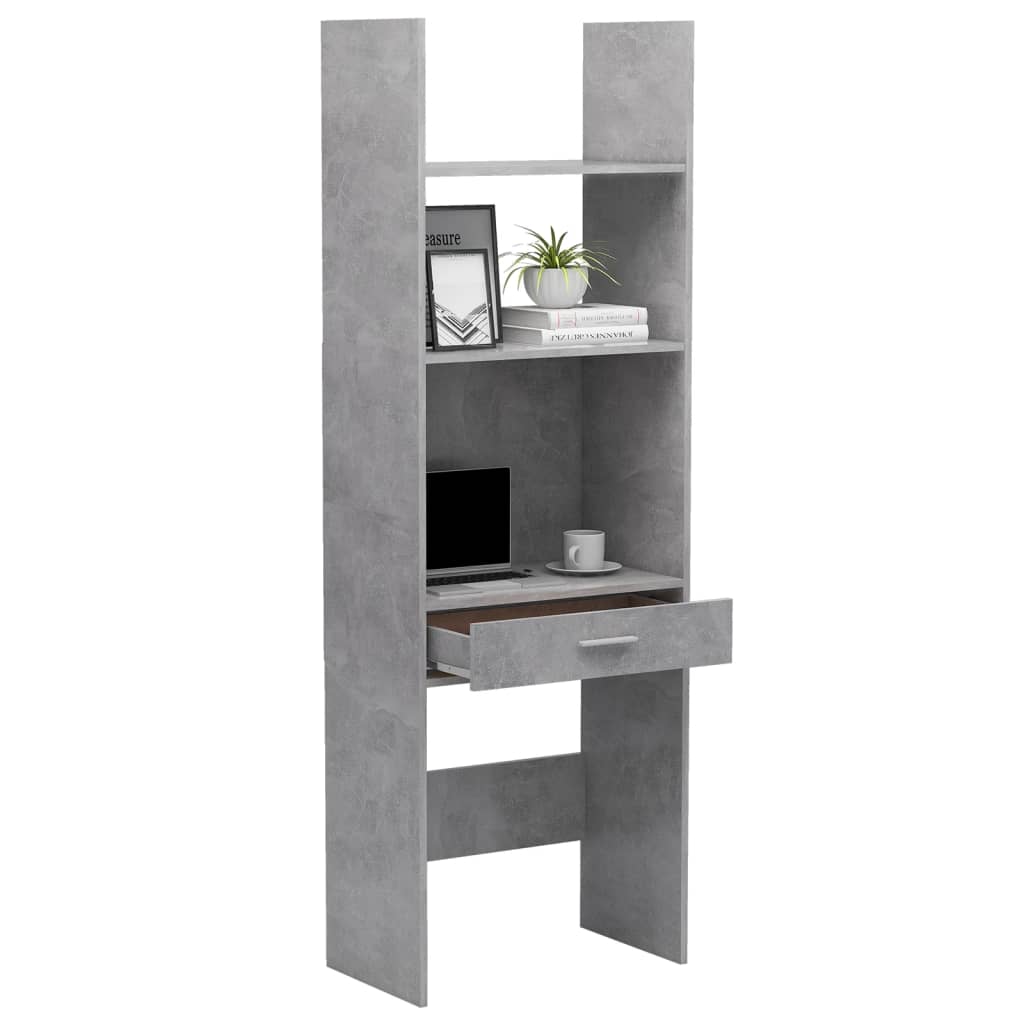 Bookshelf Concrete Grey 60x35x180 cm Wood Material