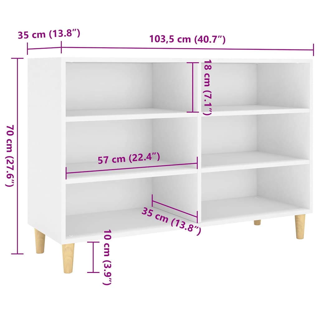 Sideboard Weiß 103,5x35x70 cm Holzwerkstoff