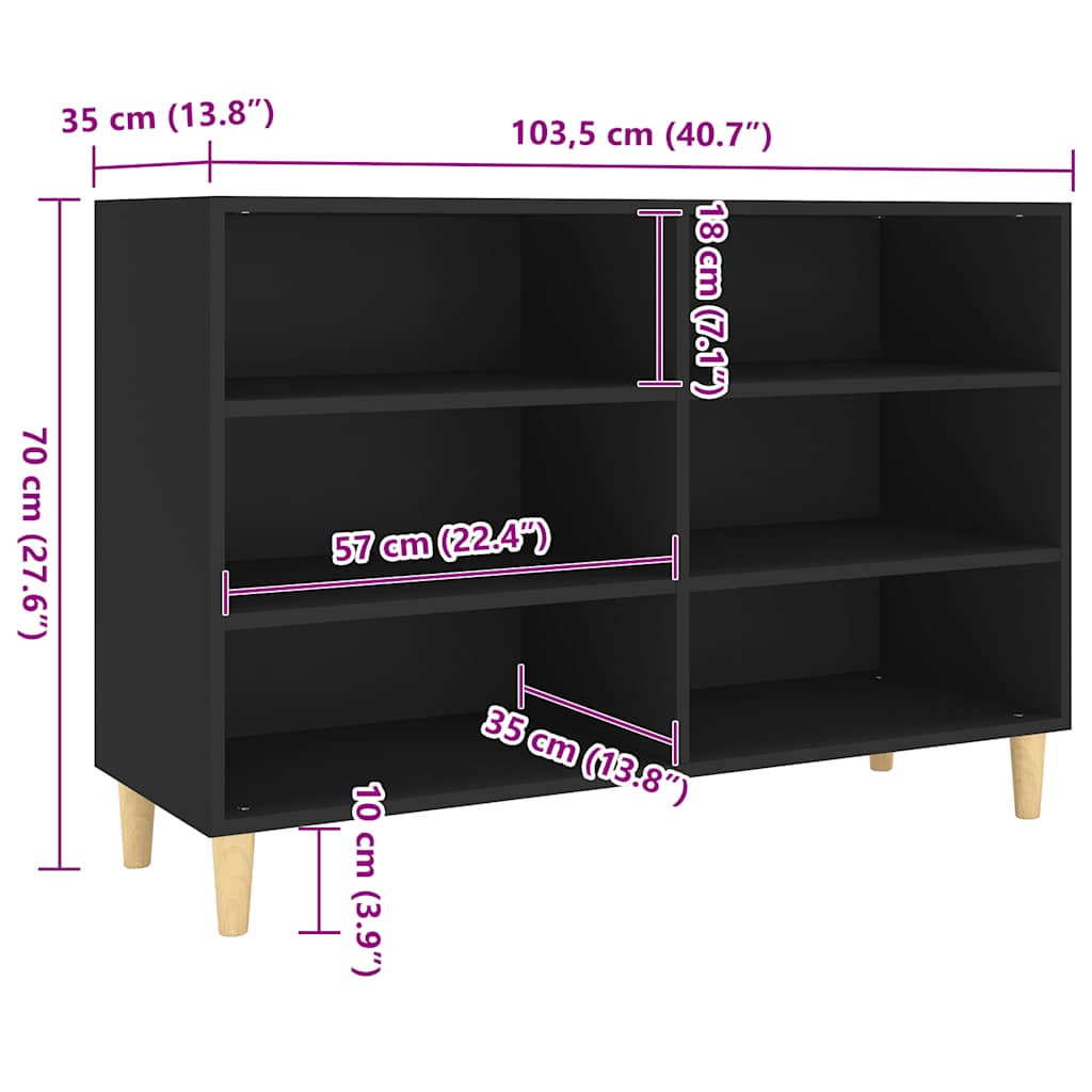 Sideboard Schwarz 103,5x35x70 cm Holzwerkstoff