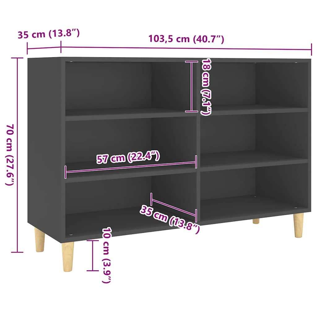 Sideboard Grau 103,5x35x70 cm Holzwerkstoff