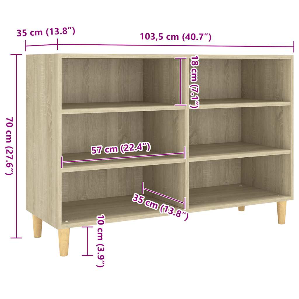 Sideboard Sonoma-Eiche 103,5x35x70 cm Holzwerkstoff