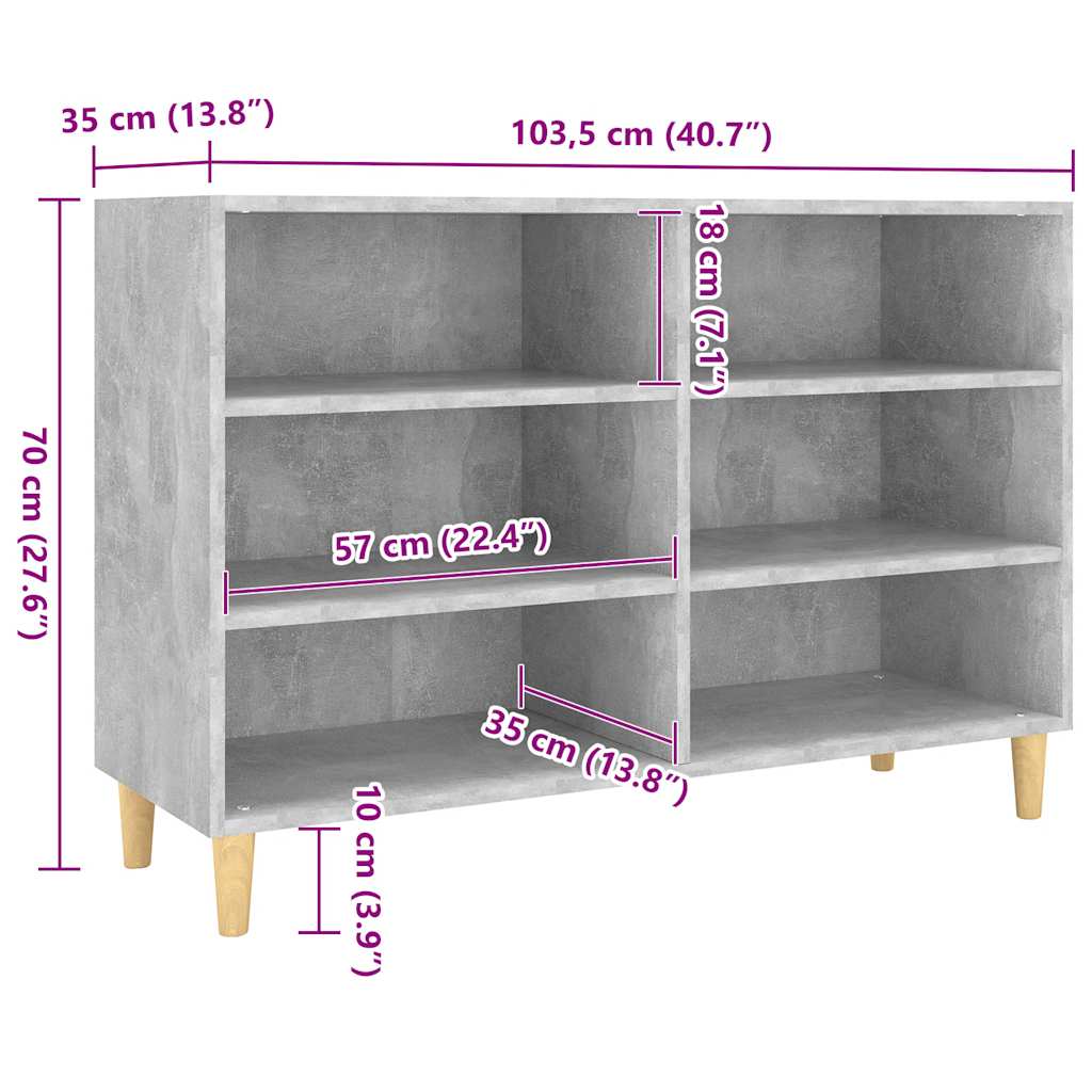 Sideboard Betongrau 103,5x35x70 cm Holzwerkstoff