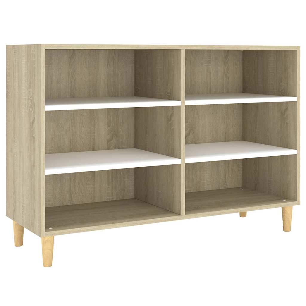 Sideboard Weiß und Sonoma-Eiche 103,5x35x70 cm Holzwerkstoff