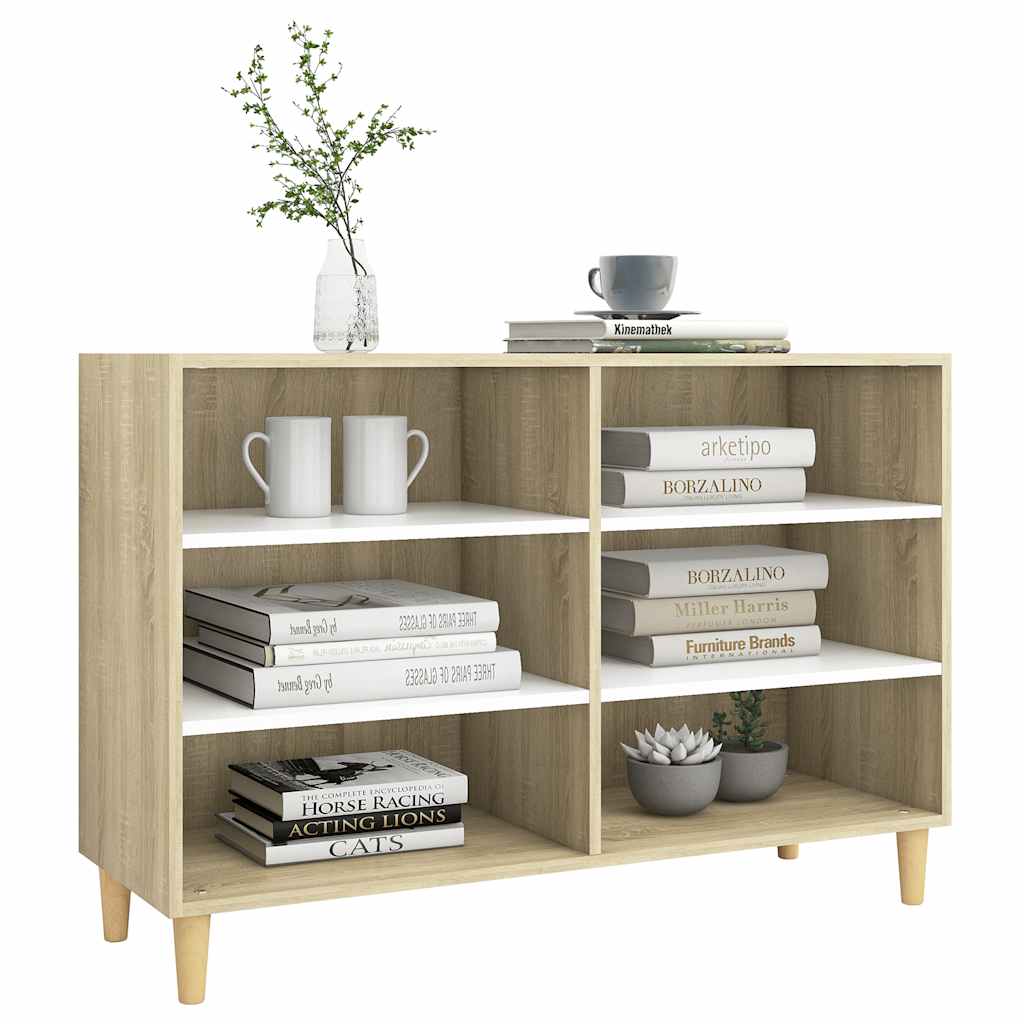 Sideboard Weiß und Sonoma-Eiche 103,5x35x70 cm Holzwerkstoff