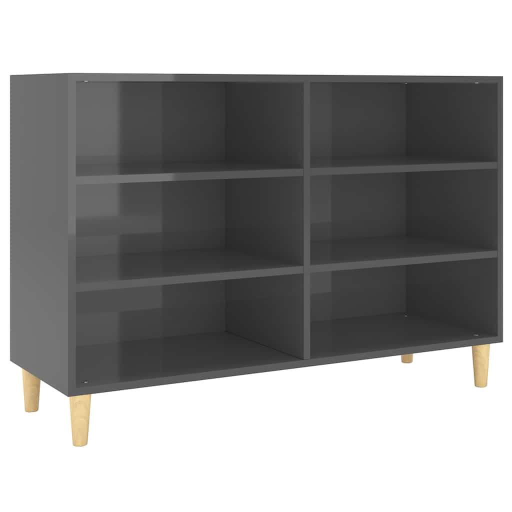 Sideboard High Gloss Grey 103.5x35x70 cm Wood Material